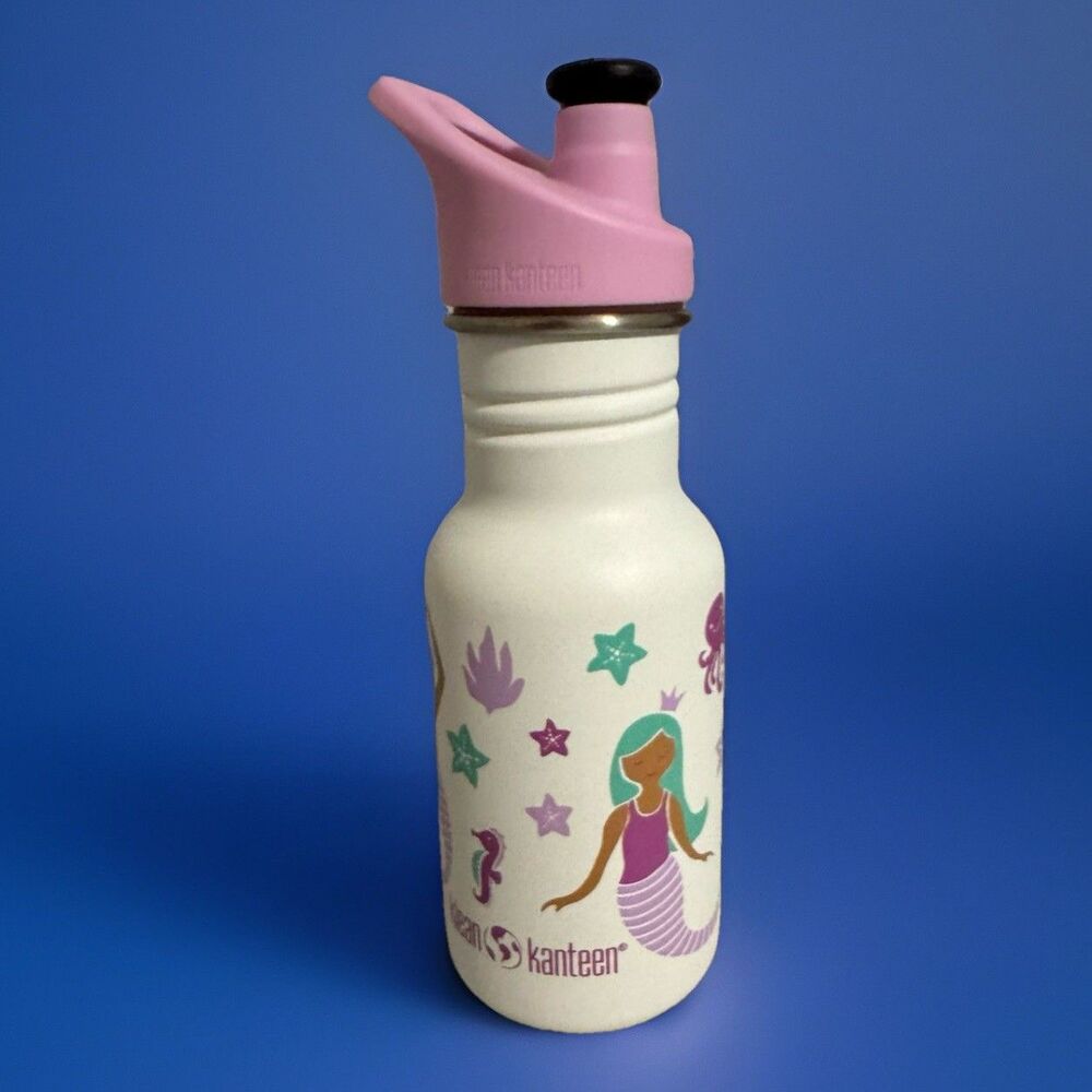 Klean Kanteen 12 fl oz Stainless Steel Kid Water Bottle Sport Cap Mermaids - Picture 2 of 6